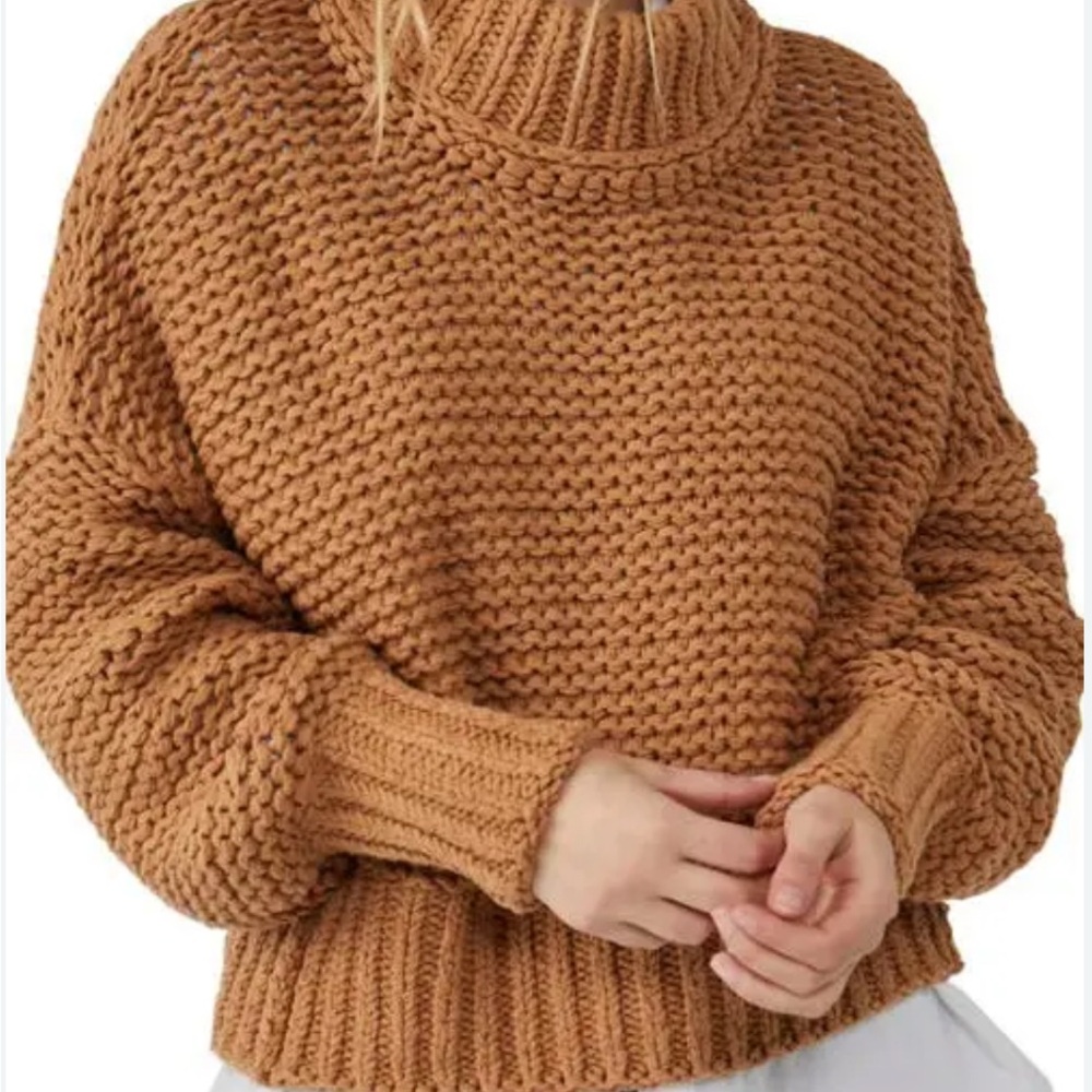 Free People Warm Brown Cowl Neck Sweater